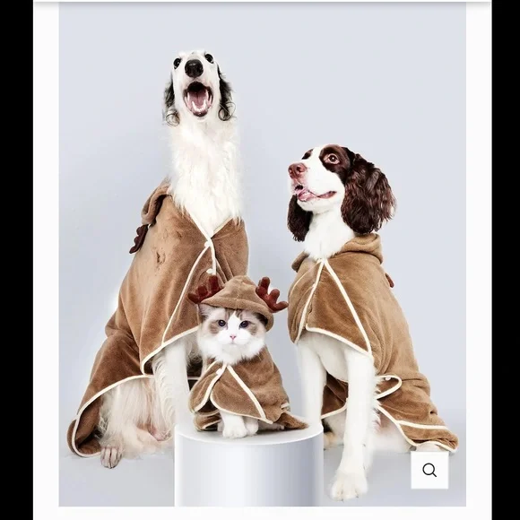 NWT in box Dog hooded robe with deer antlers Size Large - Picture 5 of 17